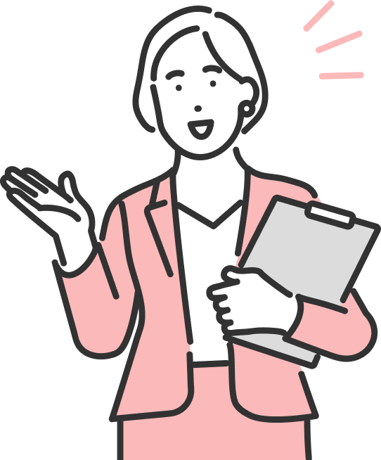手で示す女性のイラスト